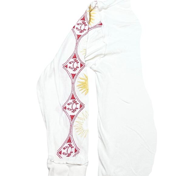 Free People We the Free Sea Friends Shirt Medium Long Sleeve Embroidered Tee - Picture 5 of 7